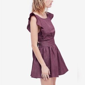Free People Ruffled Tie Back Mini Dress